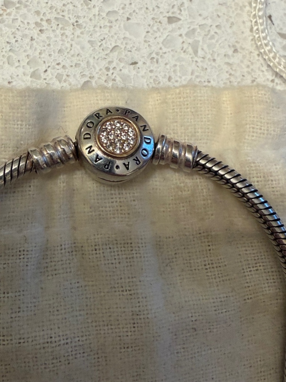 Pandora Signature Snake Bracelet with solid 14k gold and cz - 19cm length - Picture 10 of 12